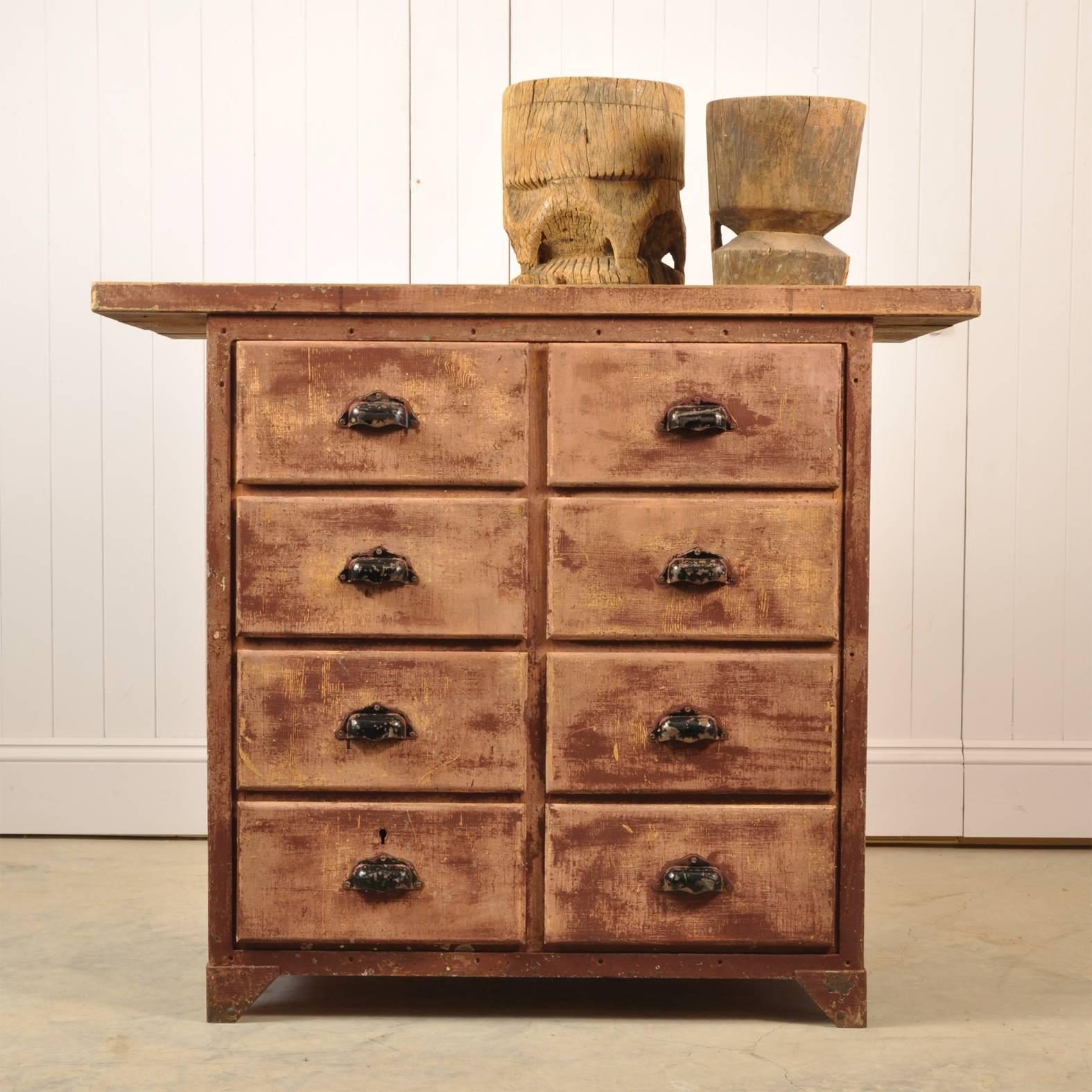 Oak Vintage Industrial Chest of Drawers For Sale