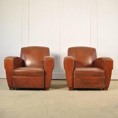 Pair of 1940s Leather Armchairs