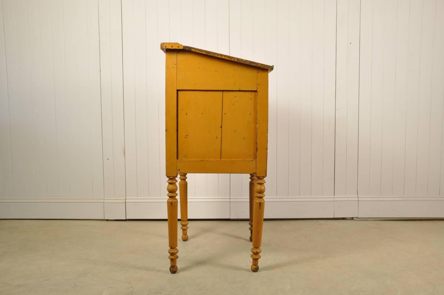 Antique Spanish Yellow School Lectern or Side Cupboard, circa 1920 1