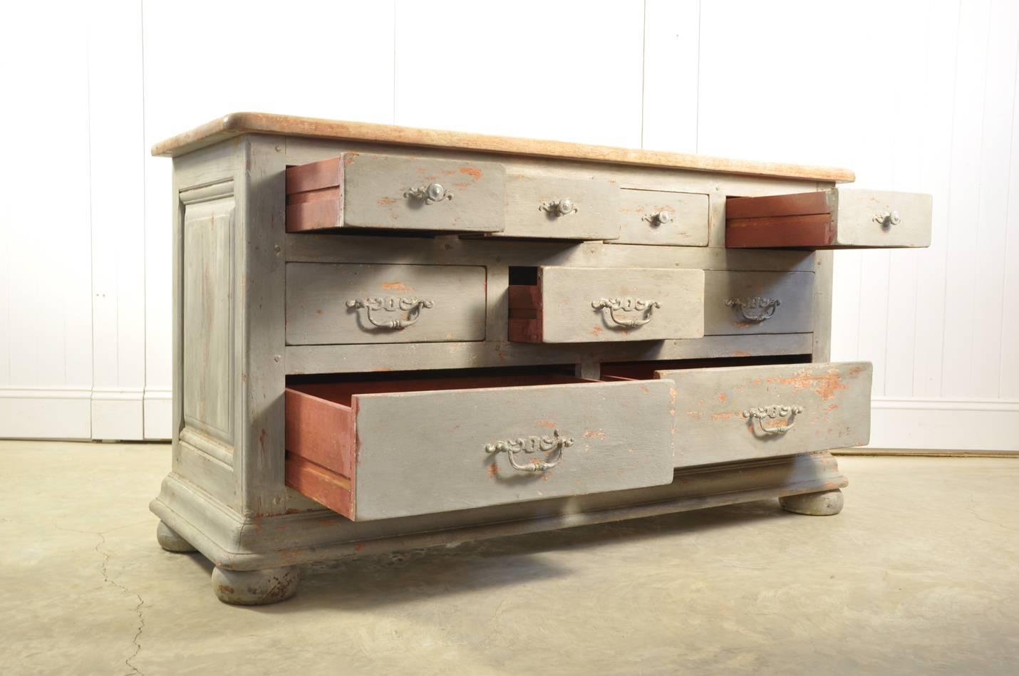 Oak Repainted Vintage Spanish Chest of Drawers For Sale