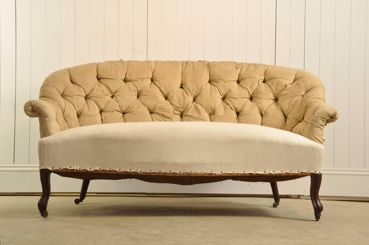 Antique French Napoleon III Button Back Sofa For Sale 2