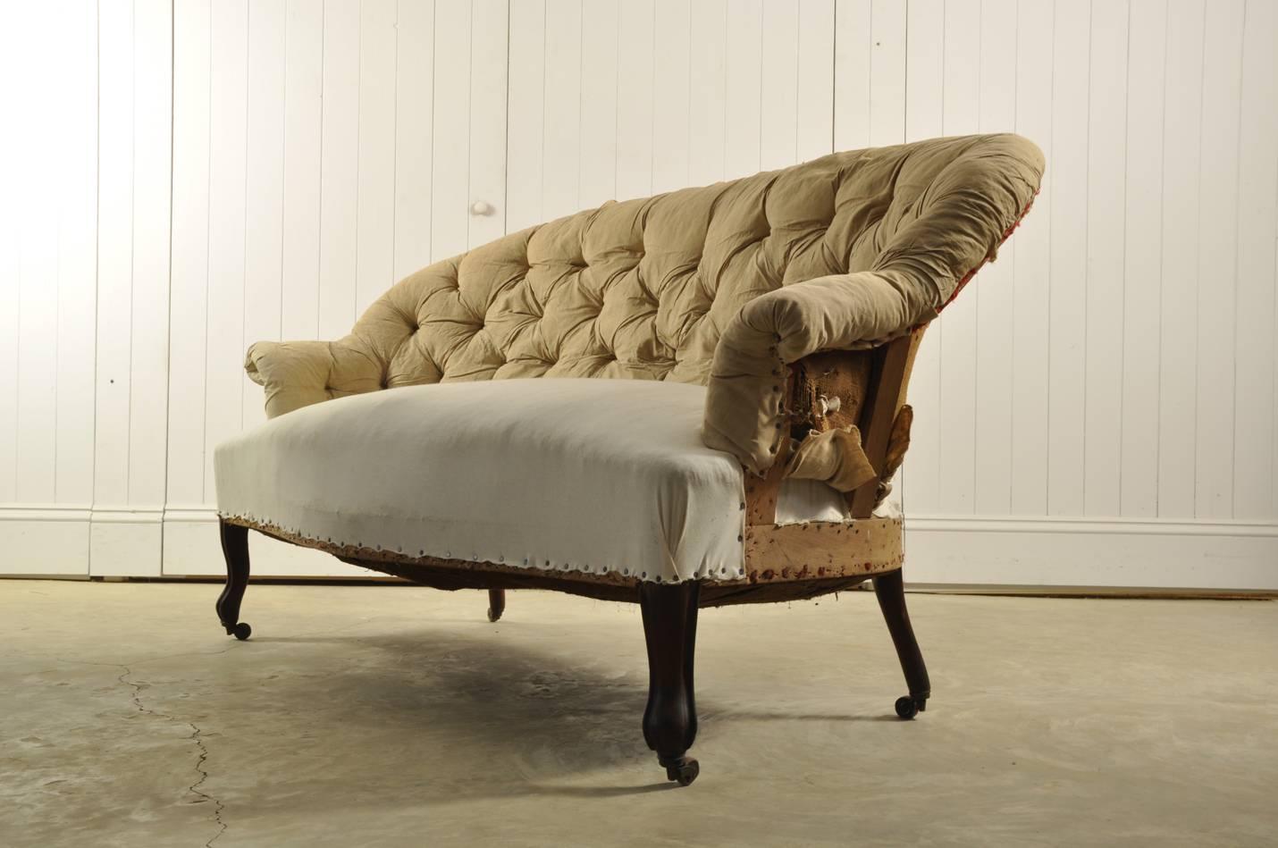 Antique French Napoleon III Button Back Sofa For Sale 5