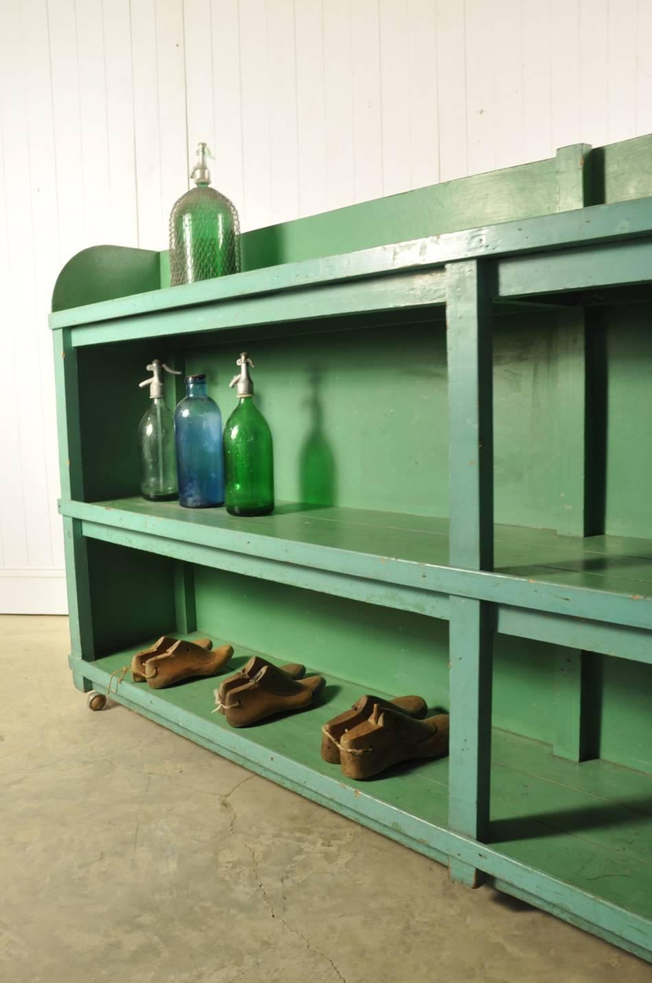 Czech Vintage Green Industrial Shelving Unit