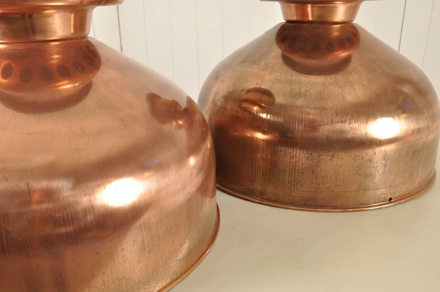 Mid-20th Century Copper-Plated Industrial Pendant Lights For Sale