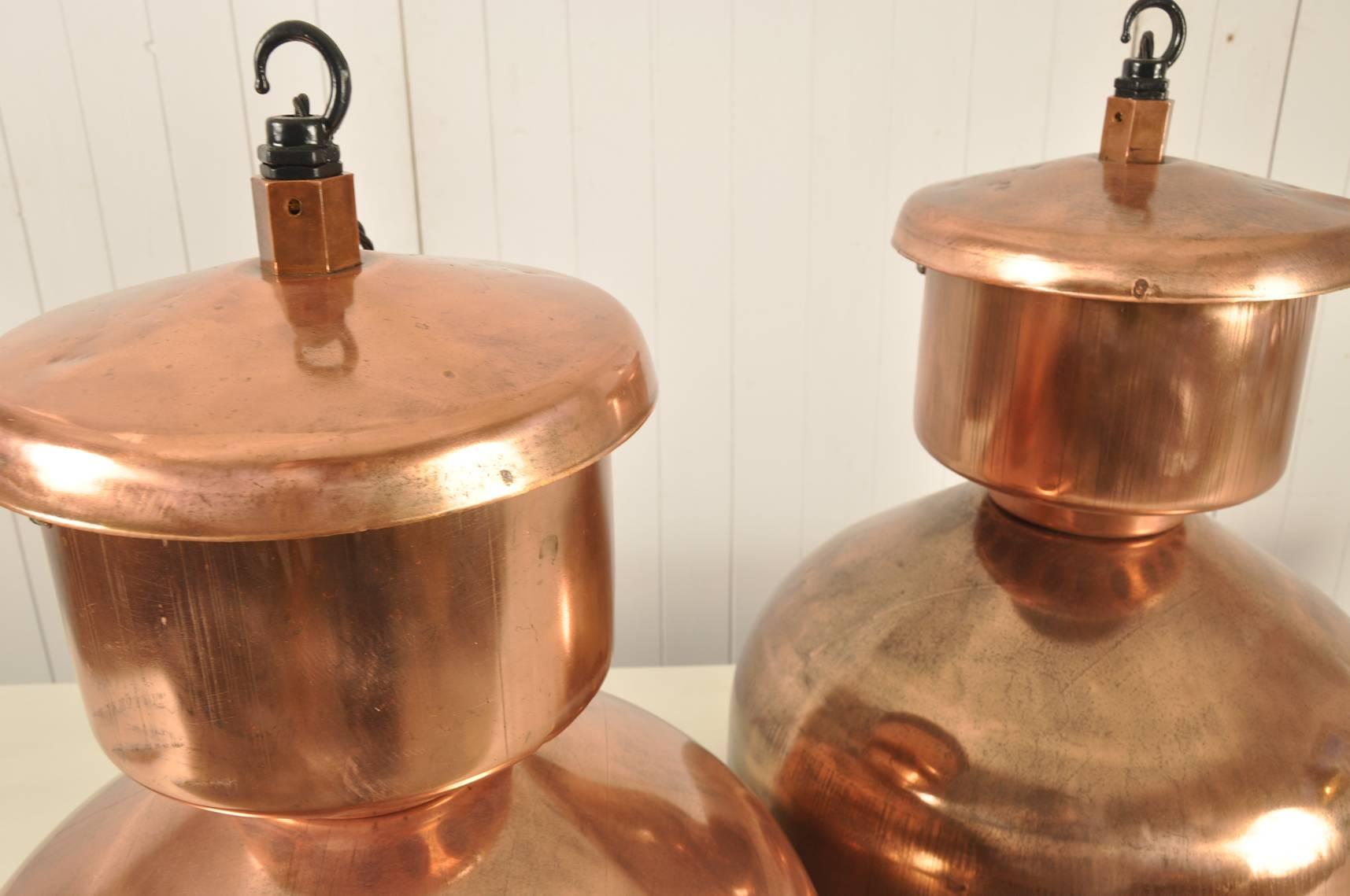 Copper-Plated Industrial Pendant Lights For Sale 1
