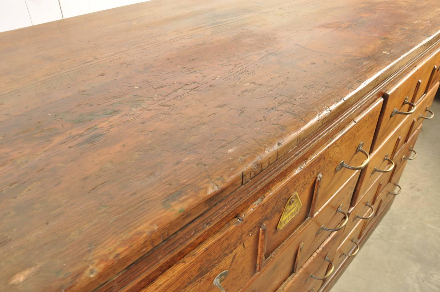 Early 20th Century French Pitch Pine Bank of Drawers, circa 1900 For Sale