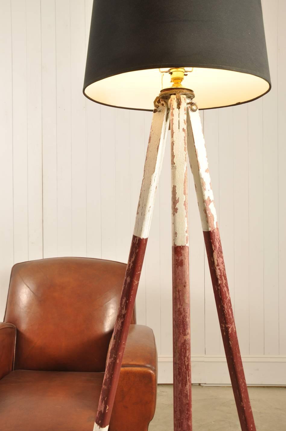 Converted Tripod Lamp In Distressed Condition For Sale In Cirencester, Gloucestershire