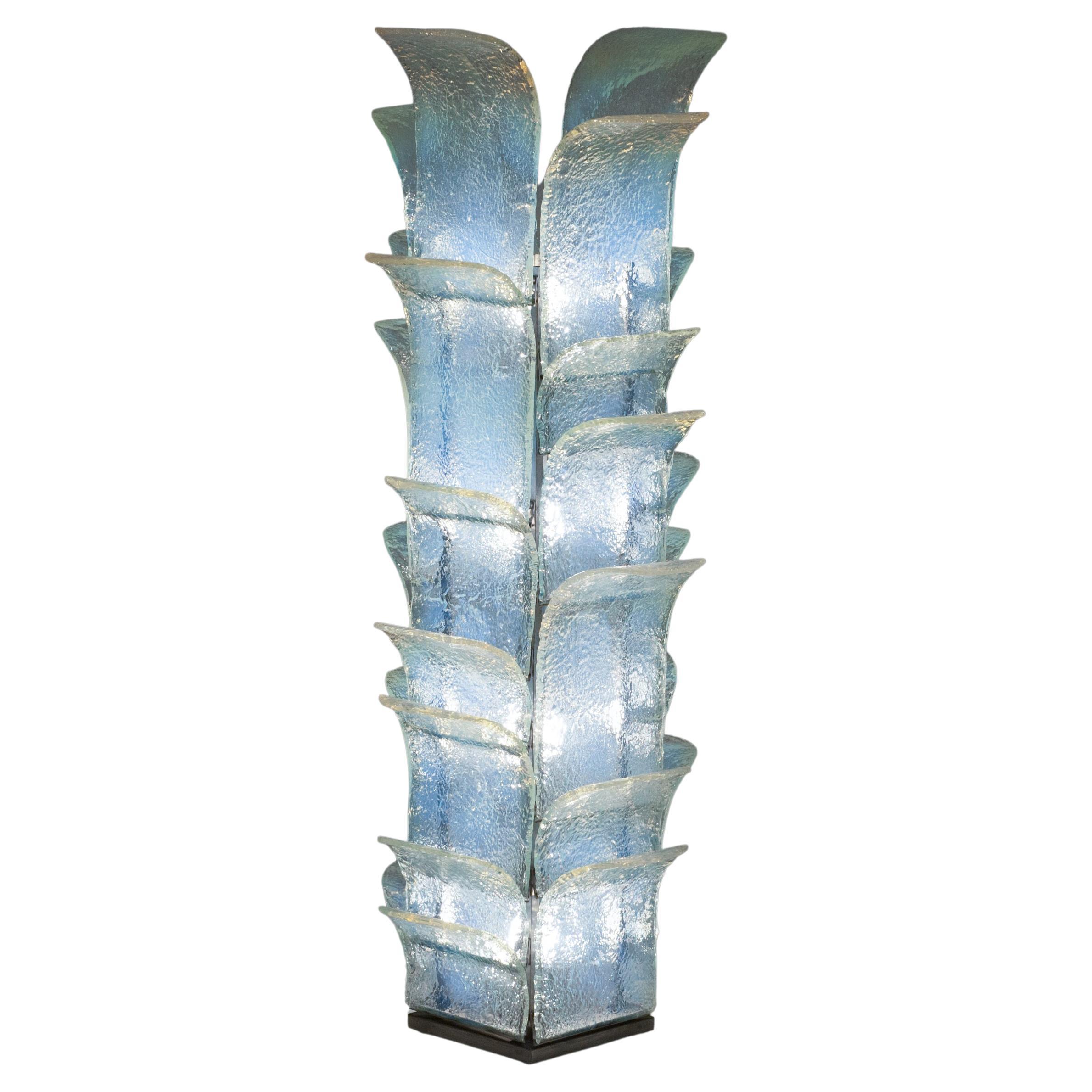 Midcentury Cactus Floor Lamp by Carlo Nason for Mazzega Opalescent Glass 1960s
