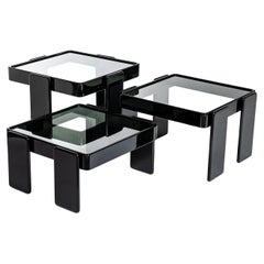 Italian Midcentury Gianfranco Frattini Black Nesting Tables for Cassina, 1960s