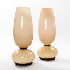 Pair of Mid-Century Italian Murano Glass Table Lamps by Venini 1970s