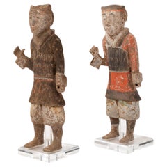 Pair of Terracotta Han Guards in Polychrome Paint China Han-Dynastie, TL Tested