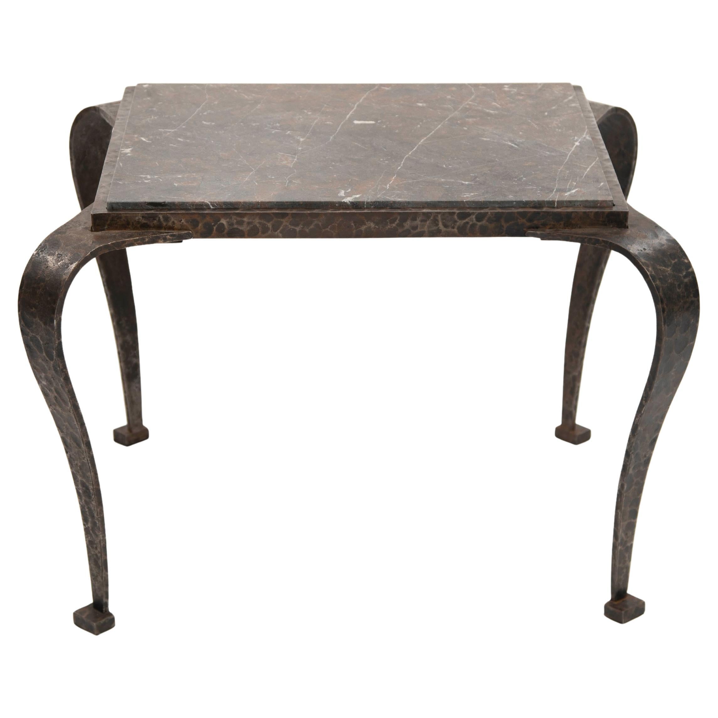 Italian Art Déco Sofa Table Solid Iron with Marble Top by Vittorio Ducrot 1920s in vendita