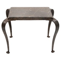 Italian Art Déco Sofa Table Solid Iron with Marble Top by Vittorio Ducrot 1920s