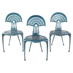 3 spanische Vintage-Stühle aus Turquise-Aluminium von Oscar Tusquets Blanca, 1980er Jahre