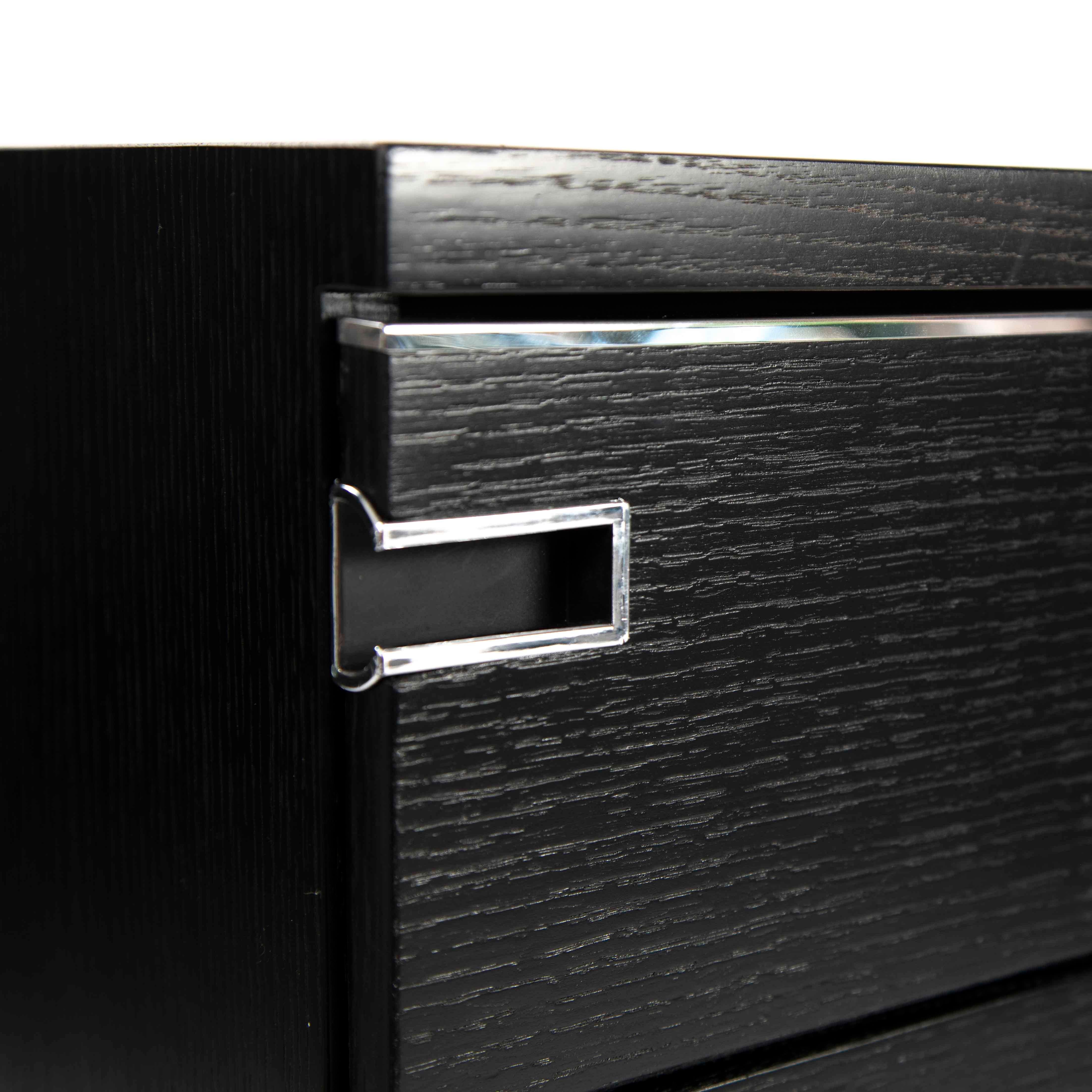 Italian Mid-Century Black Oak Ceruse Drawer with Nickeled Handle Recesses 1960s For Sale 3