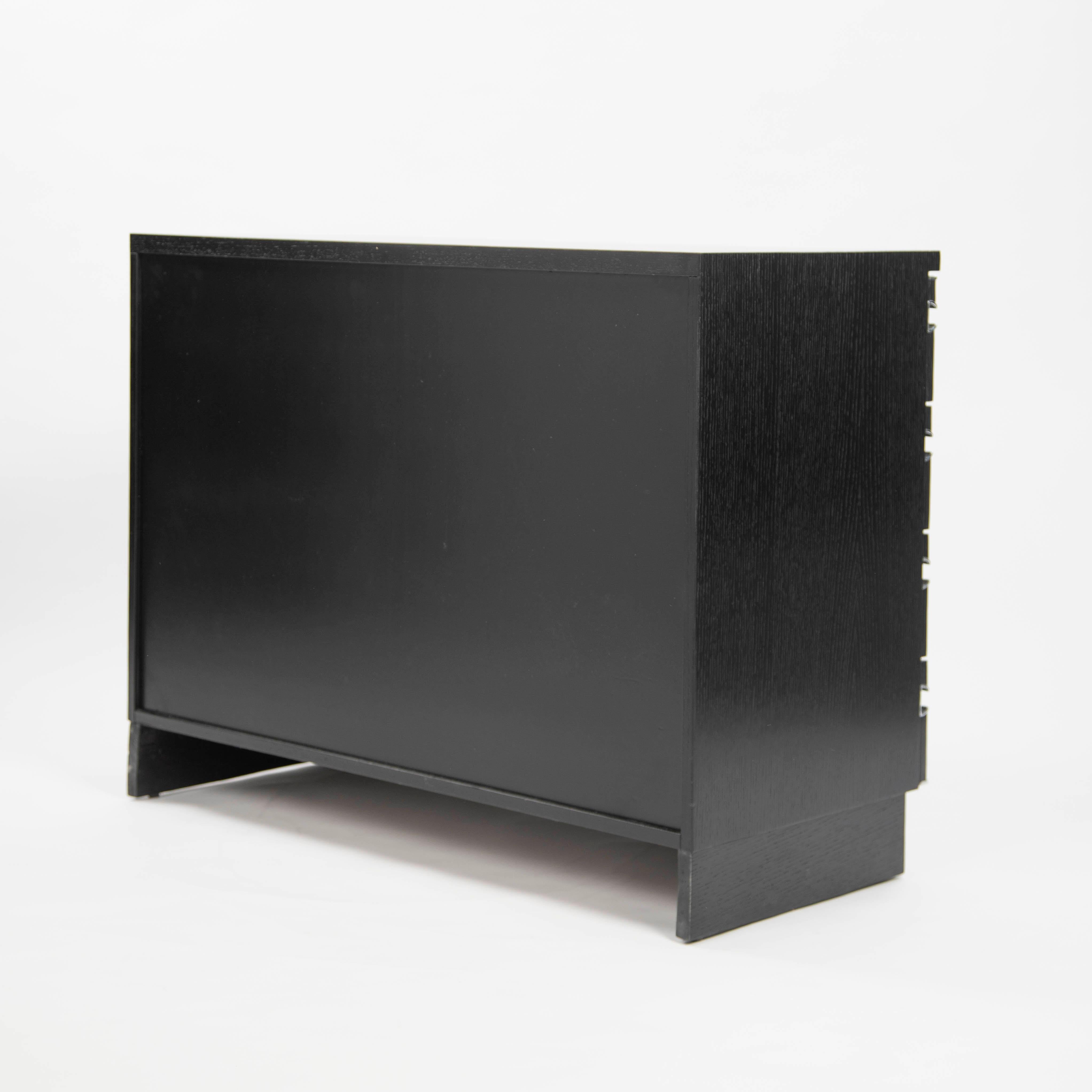 Italian Mid-Century Black Oak Ceruse Drawer with Nickeled Handle Recesses 1960s For Sale 6