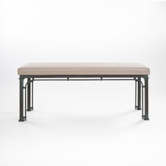 Italian Mid-Century Iron Bench in Industrial Design Sandy Vintage Leather 1960s