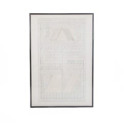 Large Graphic Etching in a Powdery Ivory Tones by Walter Valentini, Italy, 1980s