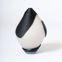 Unique Modern Italian Murano Glass Vase Black & White Colored Sign, Pietro Ferro