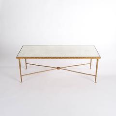 French Mid-Century Fine Bronze-Palmier Sofa Table by Maison Jansen 1970s