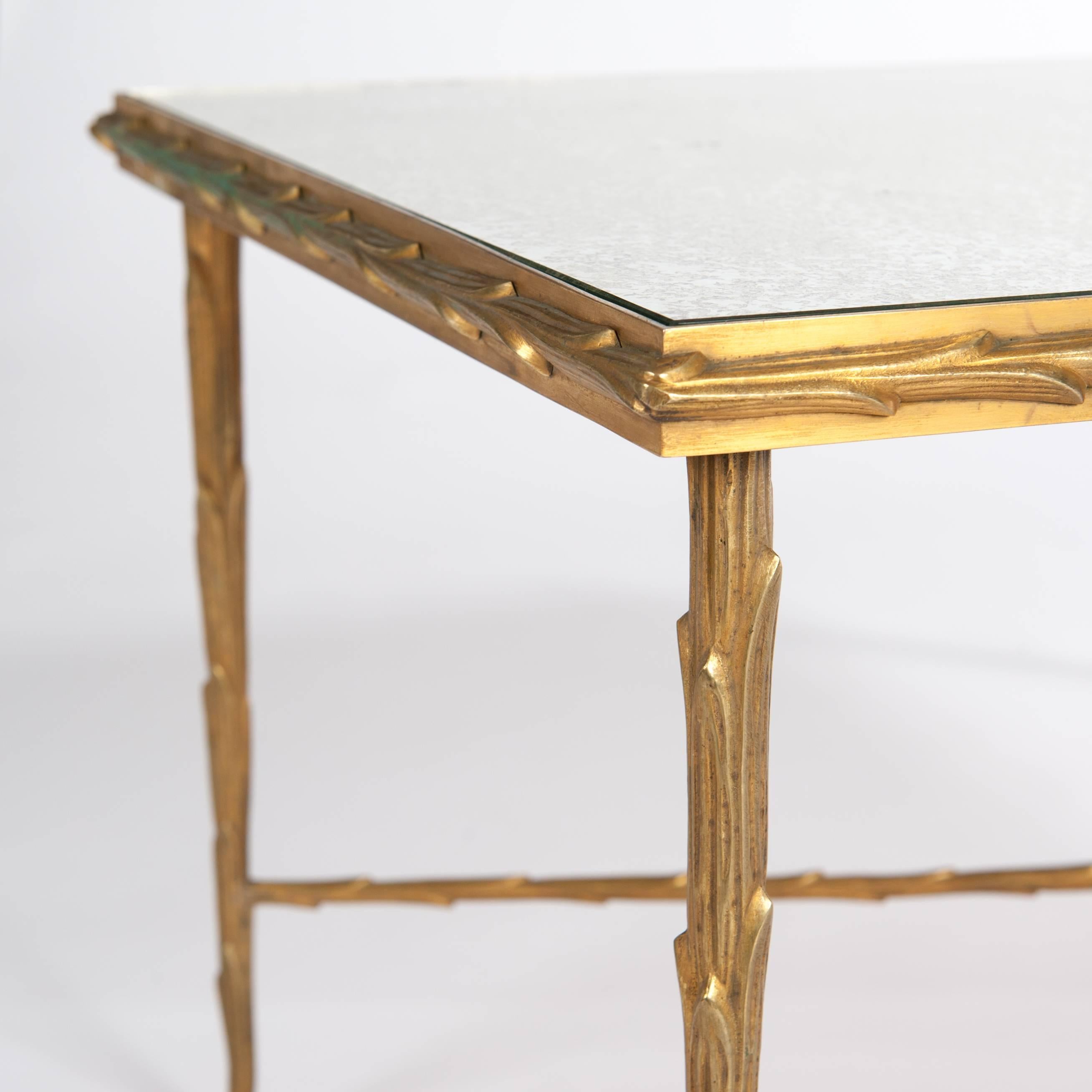 Mid-Century Modern French Mid-Century Fine Bronze-Palmier Sofa Table by Maison Jansen 1970s