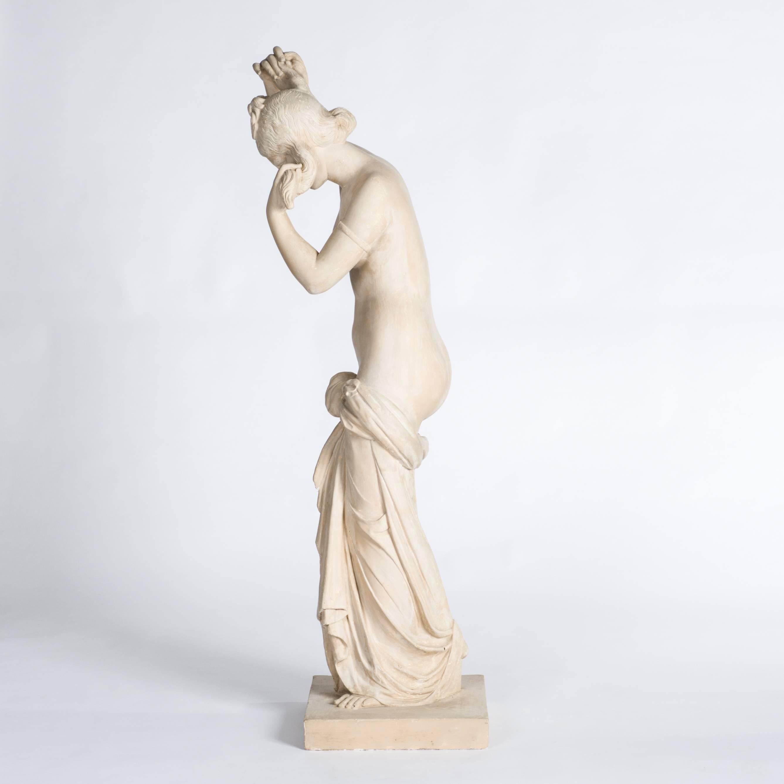 French Art Nouveau Female Plaster-Stone Sculpture, Stamped In Good Condition In Salzburg, AT