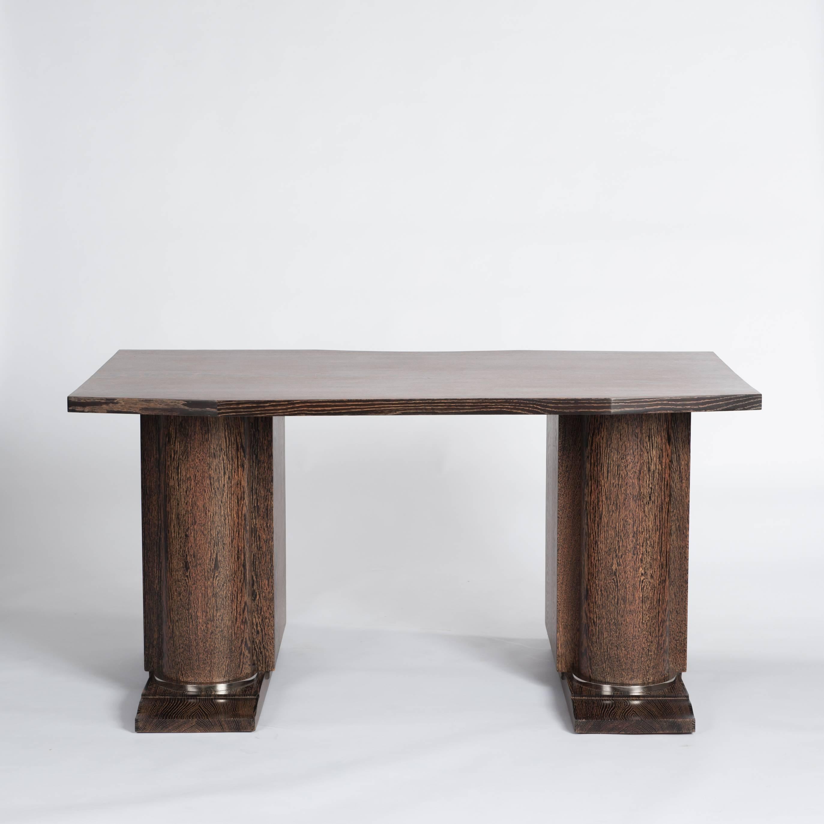 French Art Deco Writing Table, Oak Ceruse ‘Keckwood’ by Francisque Chaleyssin 2