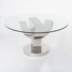 Mid-Century Italian Cactus Shaped Dining Table Stainless Steel Veneer 1970s