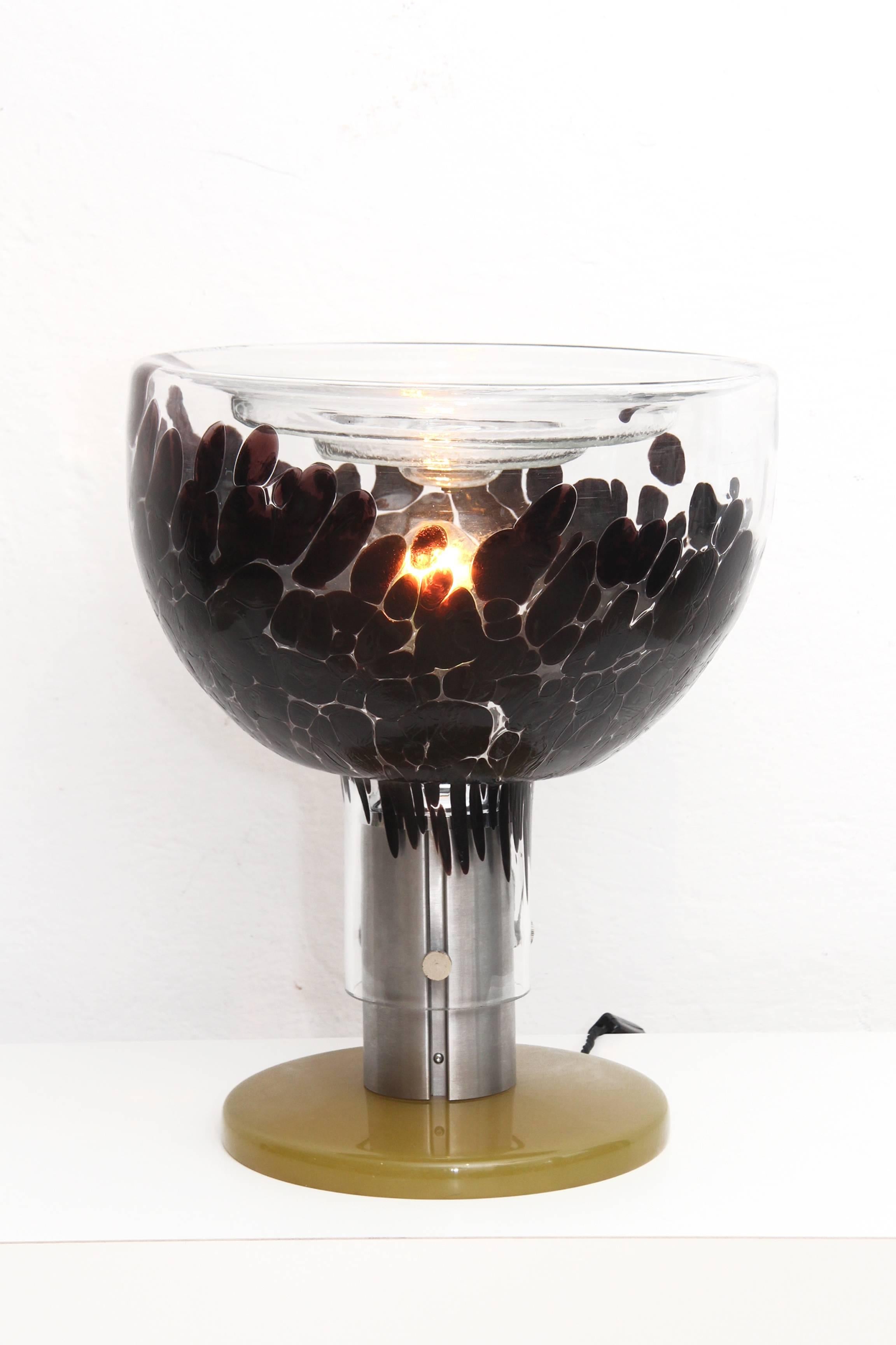 Mid-20th Century Extraordinary Italian Violet-Transparent Murano Glass Table Lamp from the 1960s For Sale