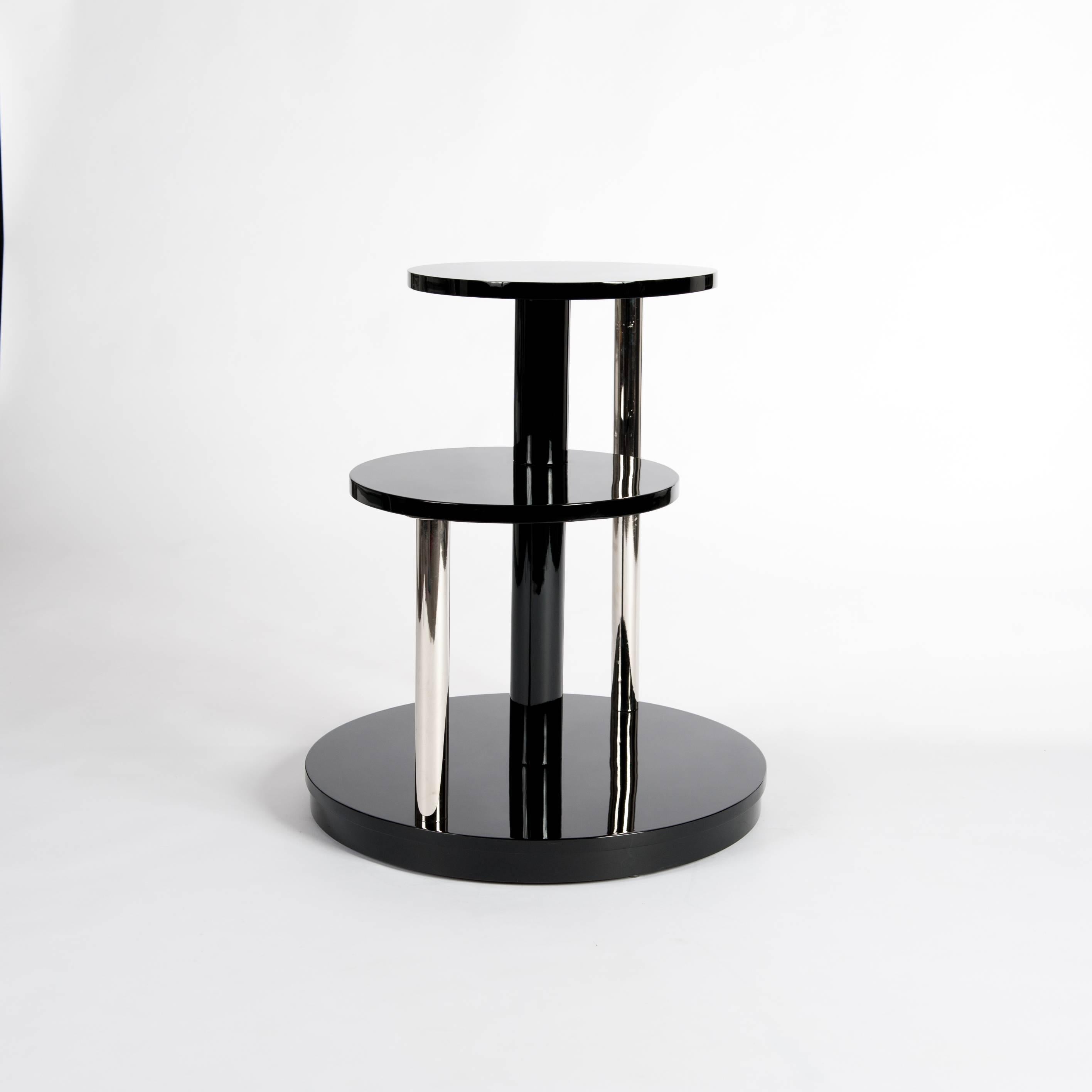 Galvanized French Art Déco Coffee Table or Side Table black high gloss lacquer 1933 For Sale