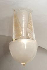 Italian Mid-Century Golden Murano Glass Chandelier with Embracing Leaves 1970s