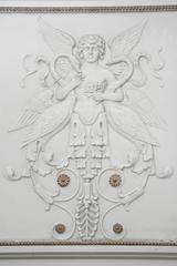 Large French Grey Napoleon III Trumeau Mirror with Classical Symbols