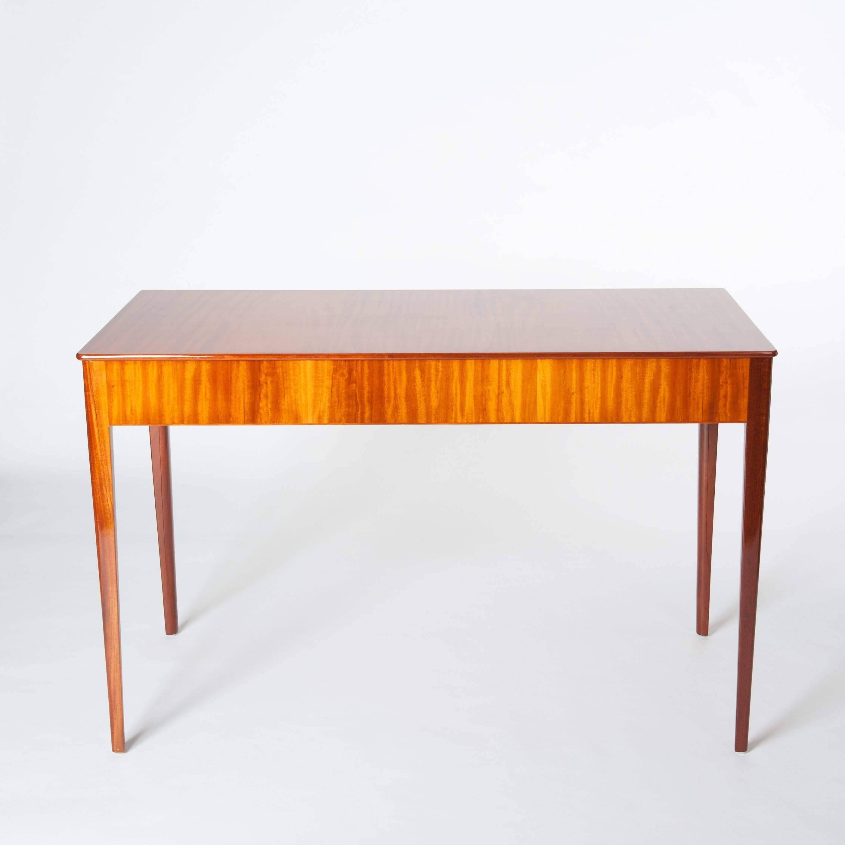 Swedish Carl Malmsten Desk Bright Mahogany Wood with Marquetry from the 1930s 3