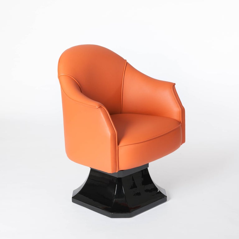 French Art Deco Pivotable Office Chair Hermes Colored Leather at 1stDibs