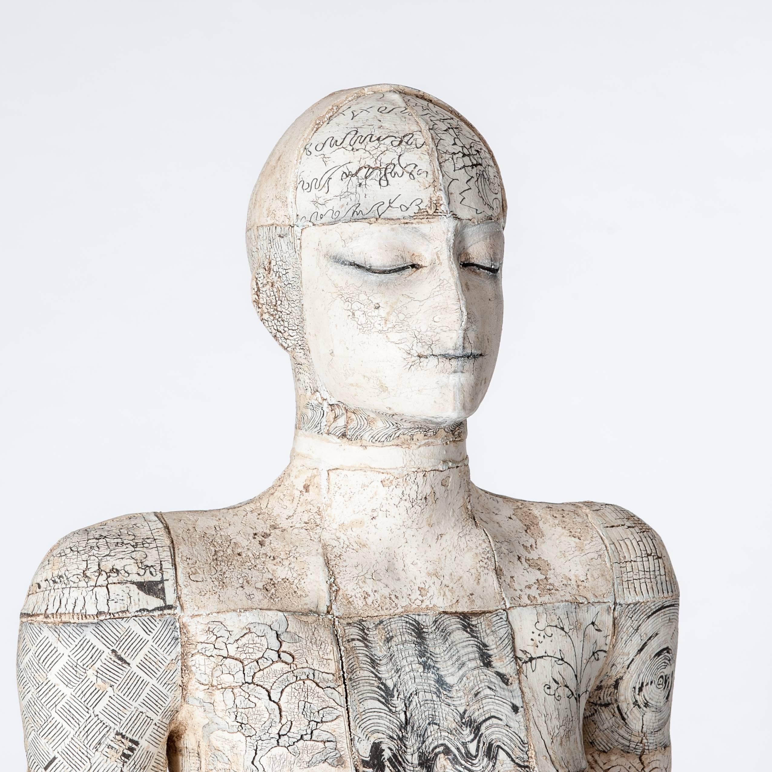 Fired Contemporary Ceramic Figural Lifesize Female Sculpture by Dora Várkonyi For Sale