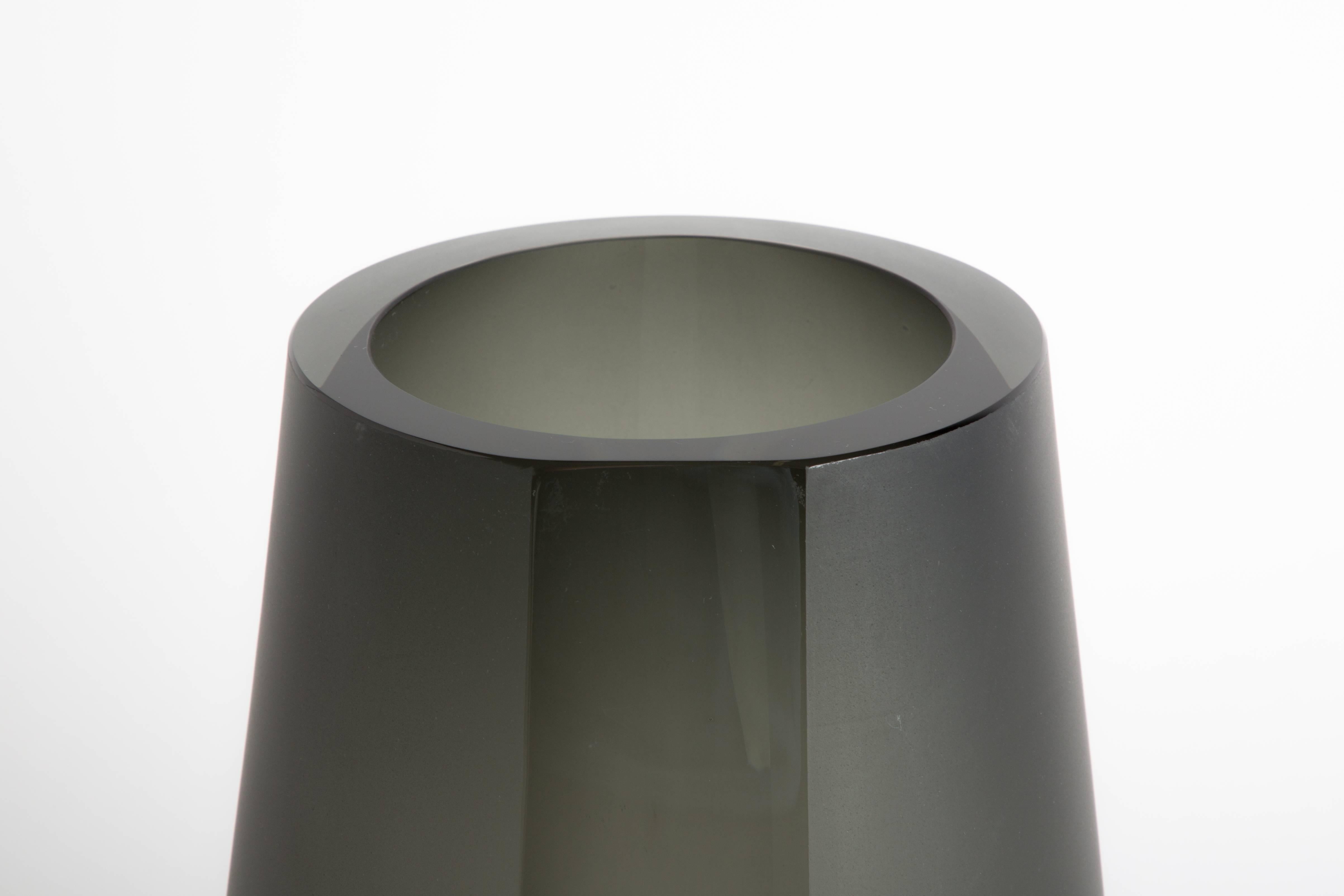 smoke grey glass vase