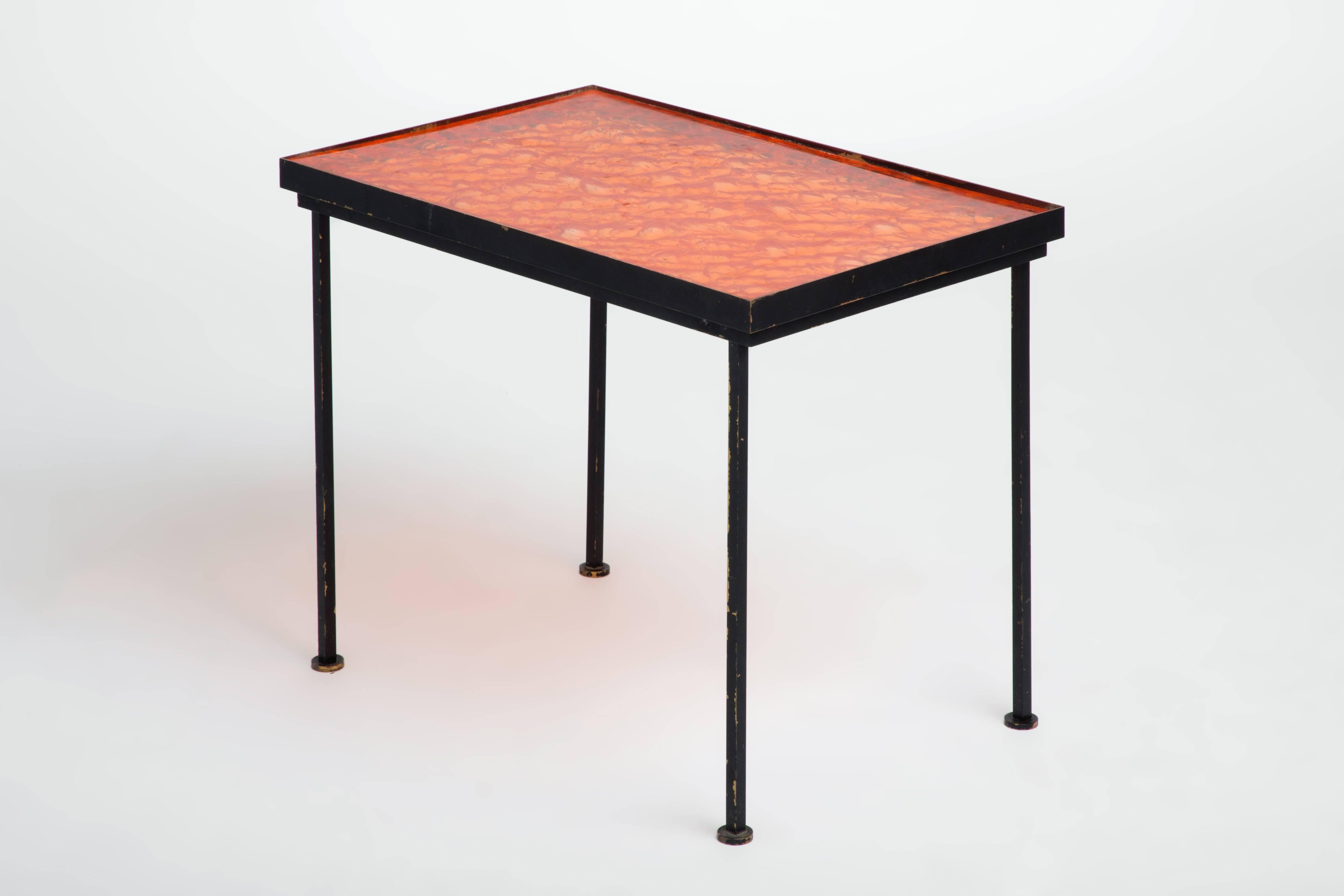 orange metal side table