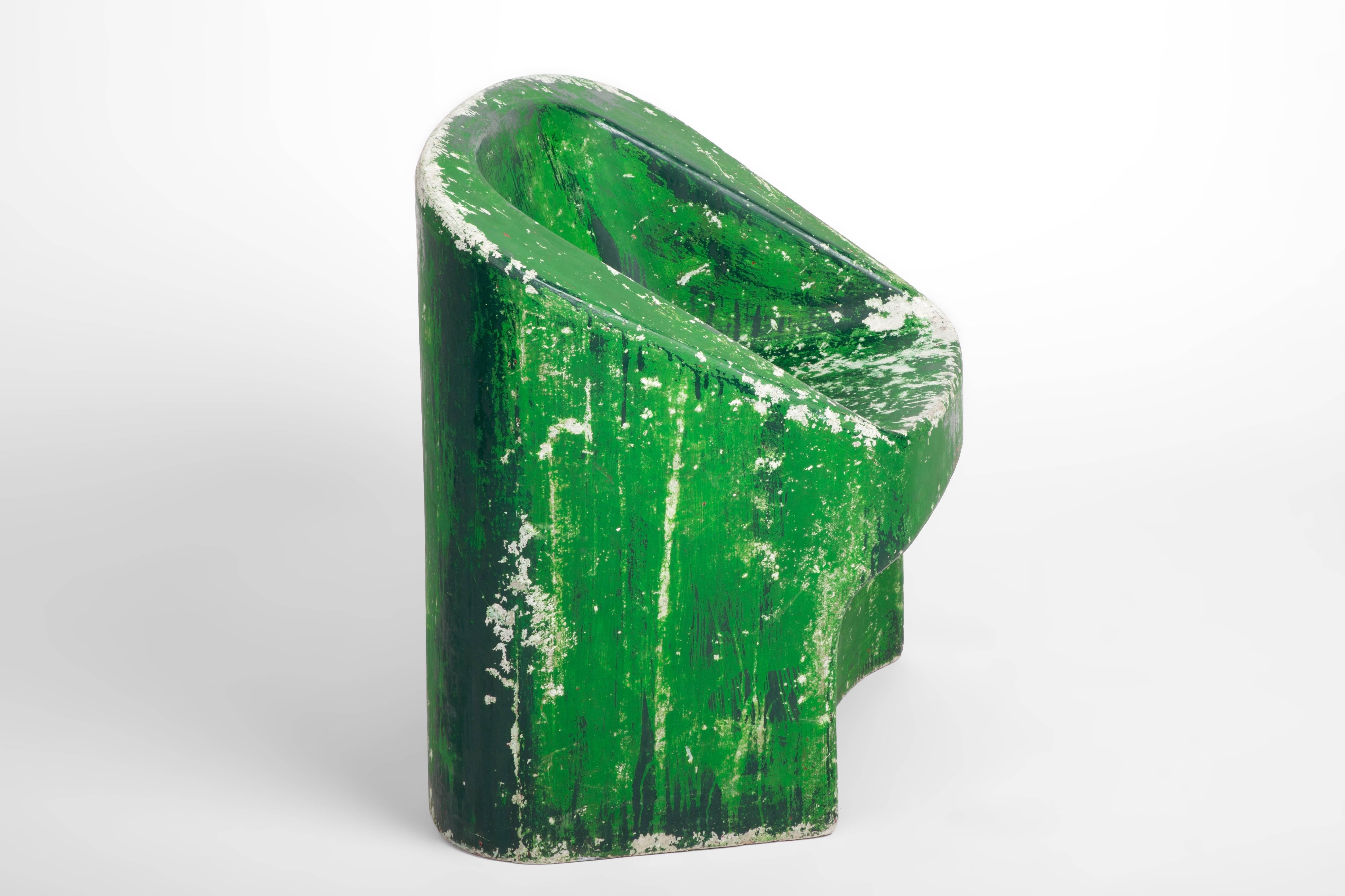 Swiss Green Painted Cement Chair, Willy Guhl