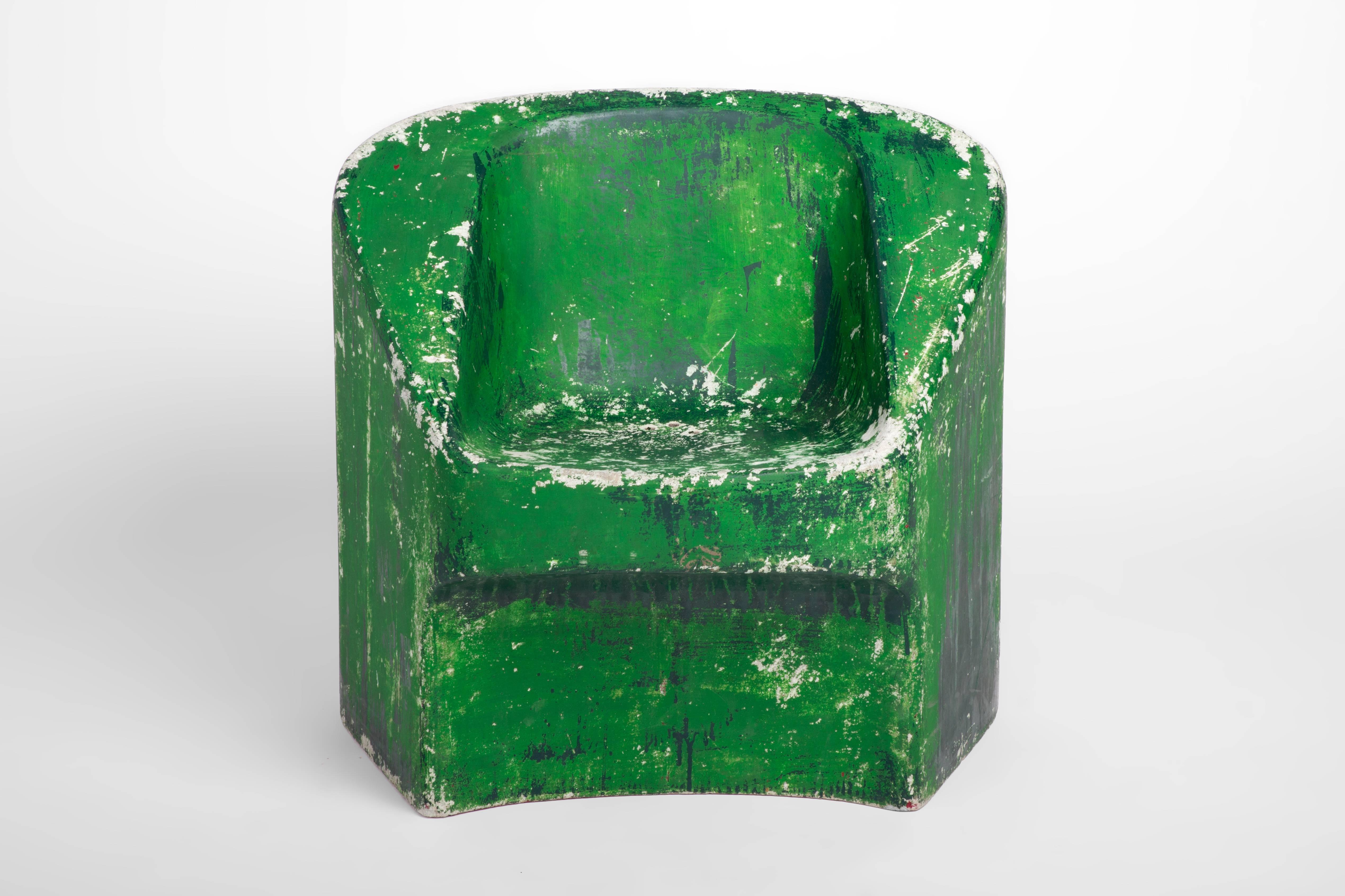 Modern Green Painted Cement Chair, Willy Guhl