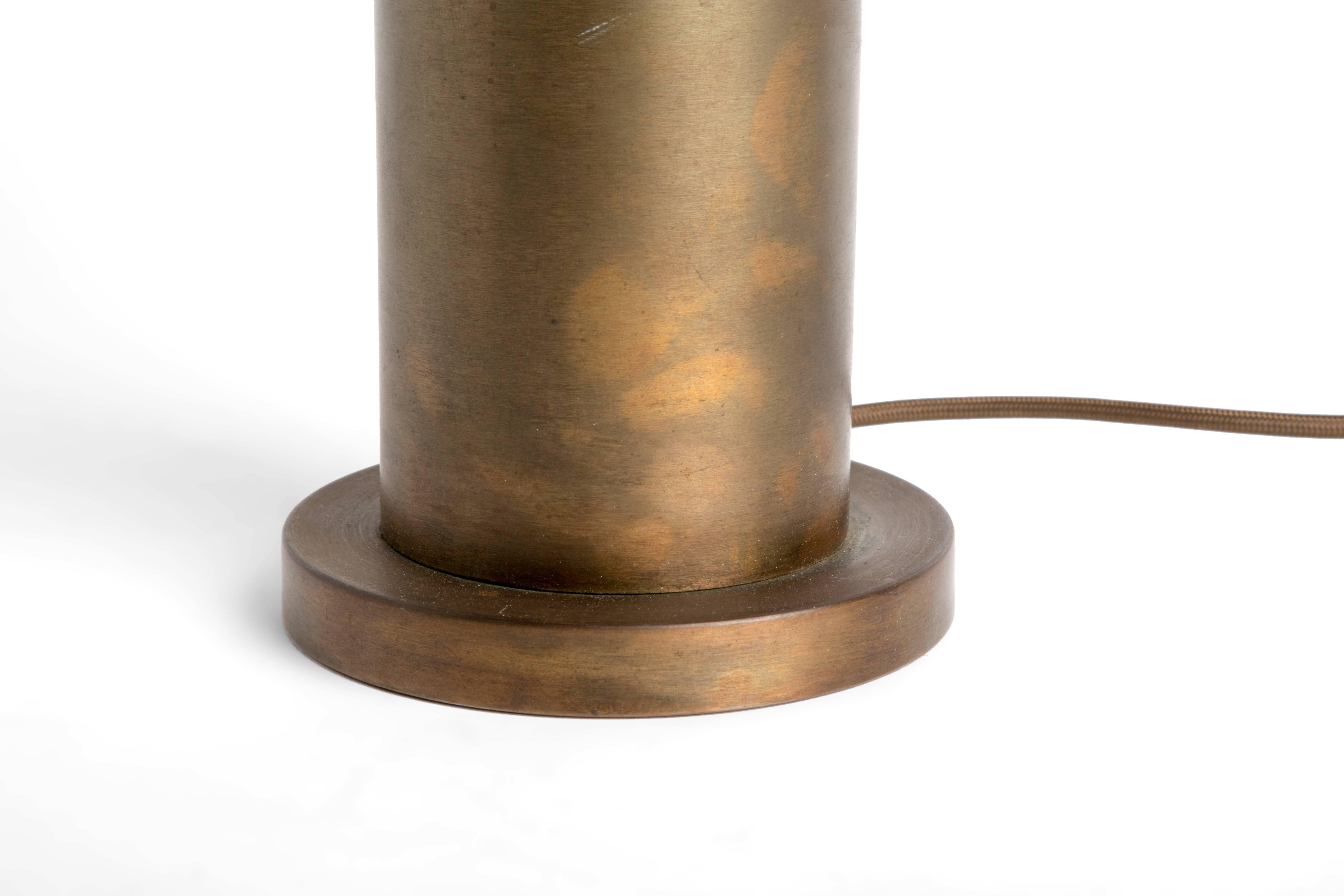 Modern Pair of Robert Long Bronze Cylinder Lamps