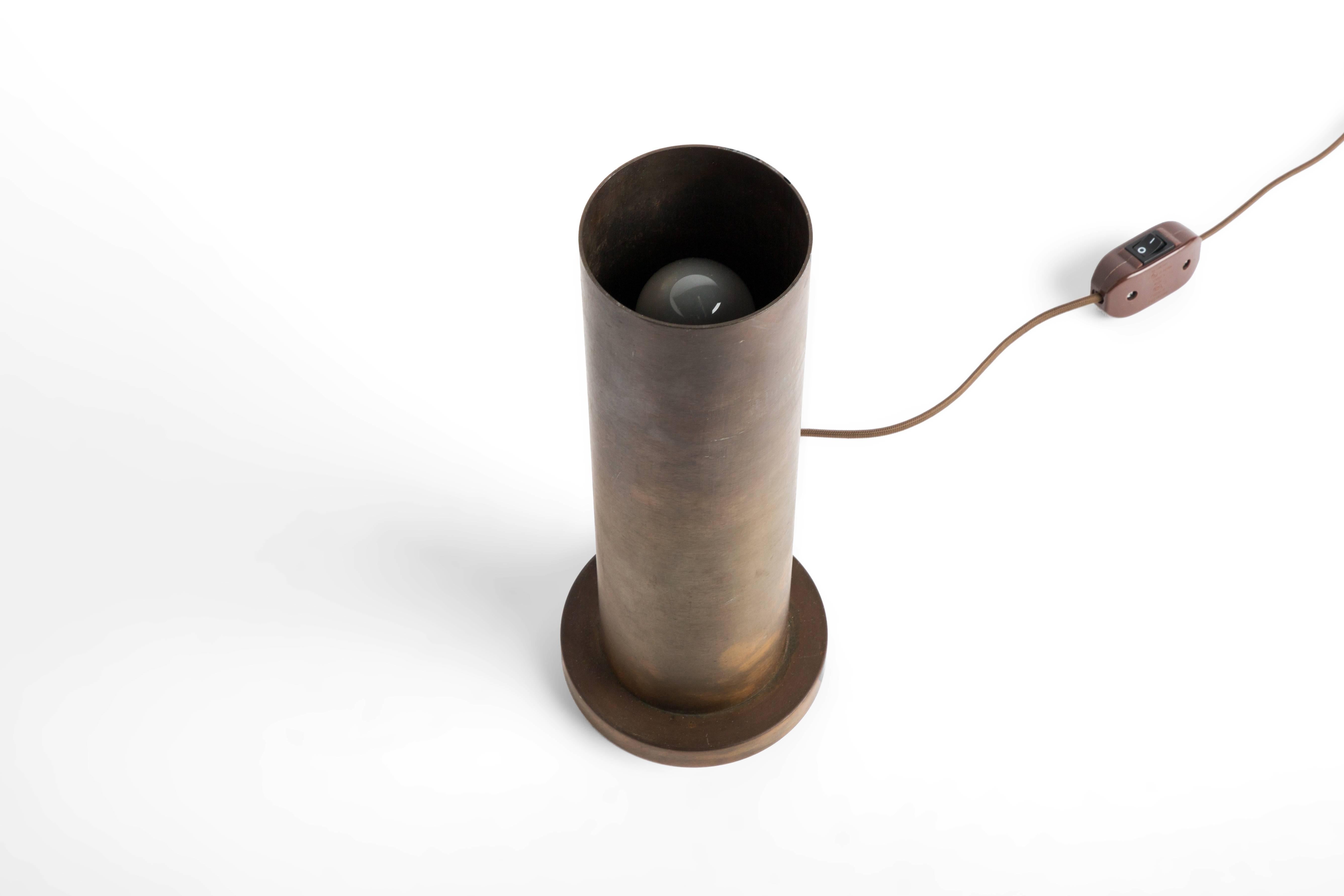 American Pair of Robert Long Bronze Cylinder Lamps