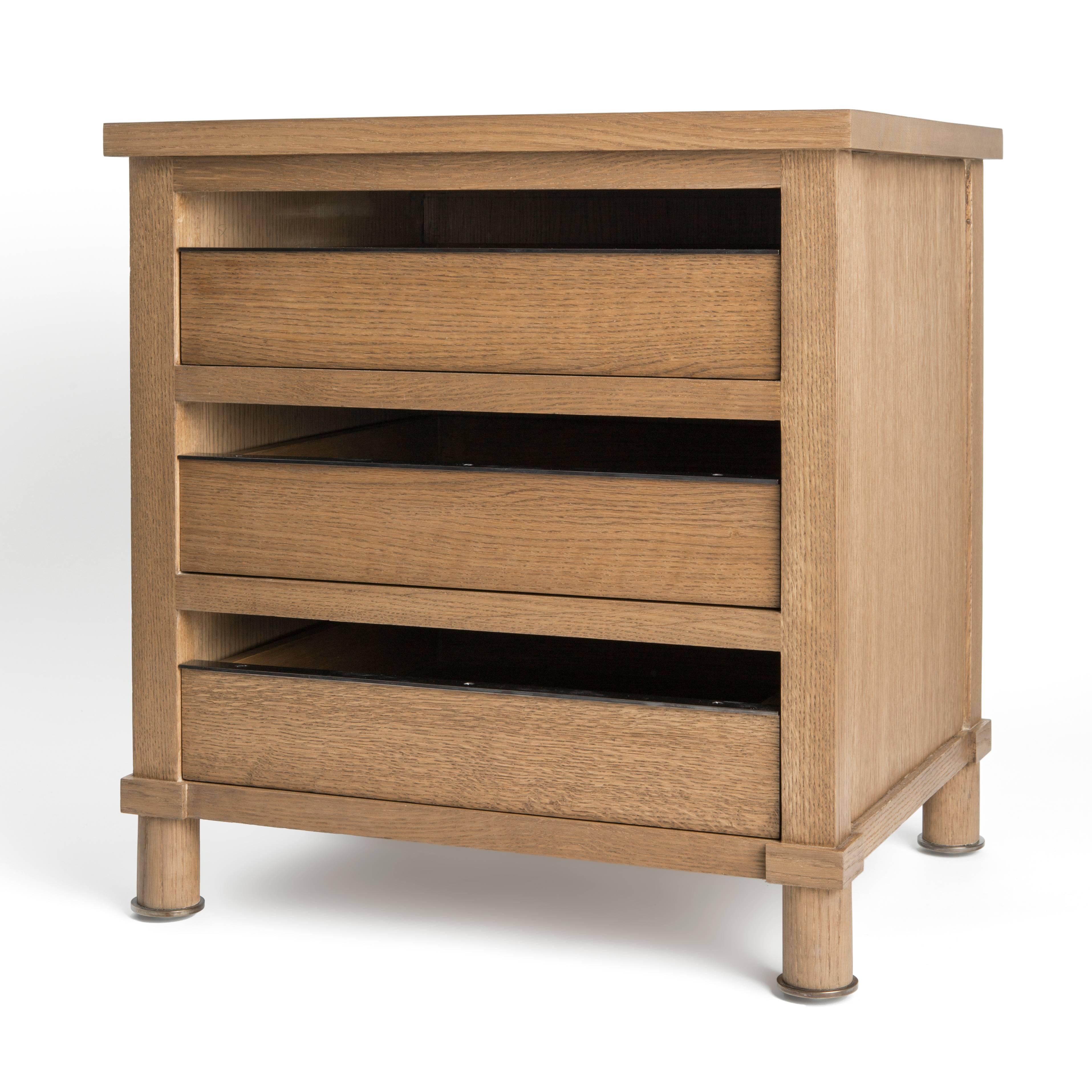 Modern FERRER Customizable Stacks Cabinet in Oak and Bronze