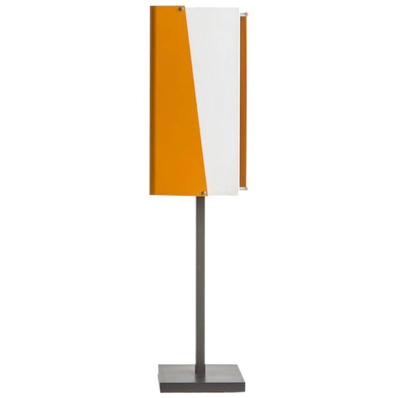 Orange and white Lyfa table lamp. Formerly a pendant, we converted it into a table lamp, wired to US standards.

A second shade available which can be configured as a table lamp or pendant or flush-mount.

 