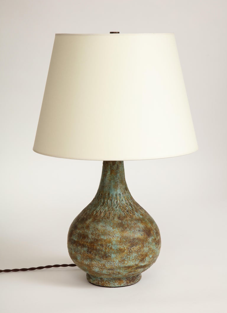 Midcentury Verdigris Ceramic Table Lamp at 1stDibs