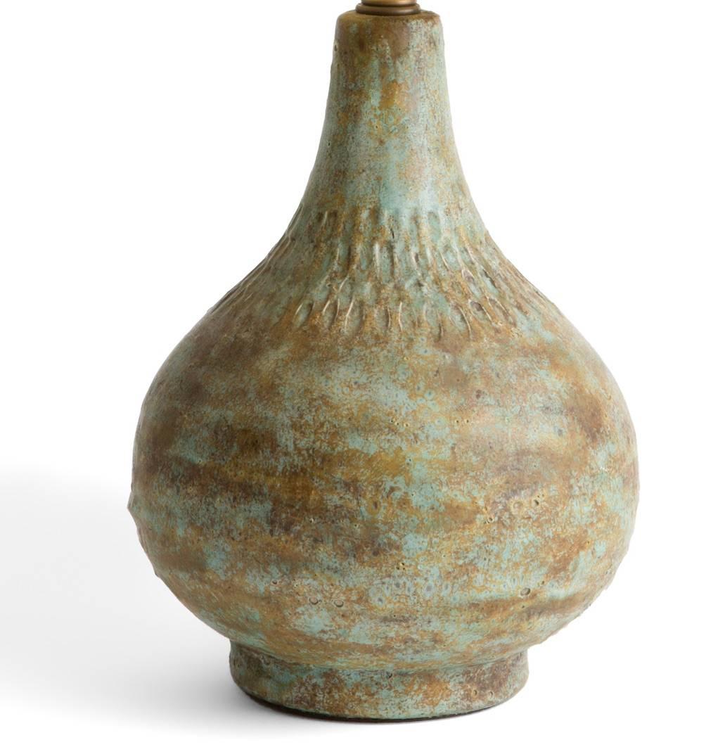 Mid-century Verdigris Ceramic Table Lamp 1