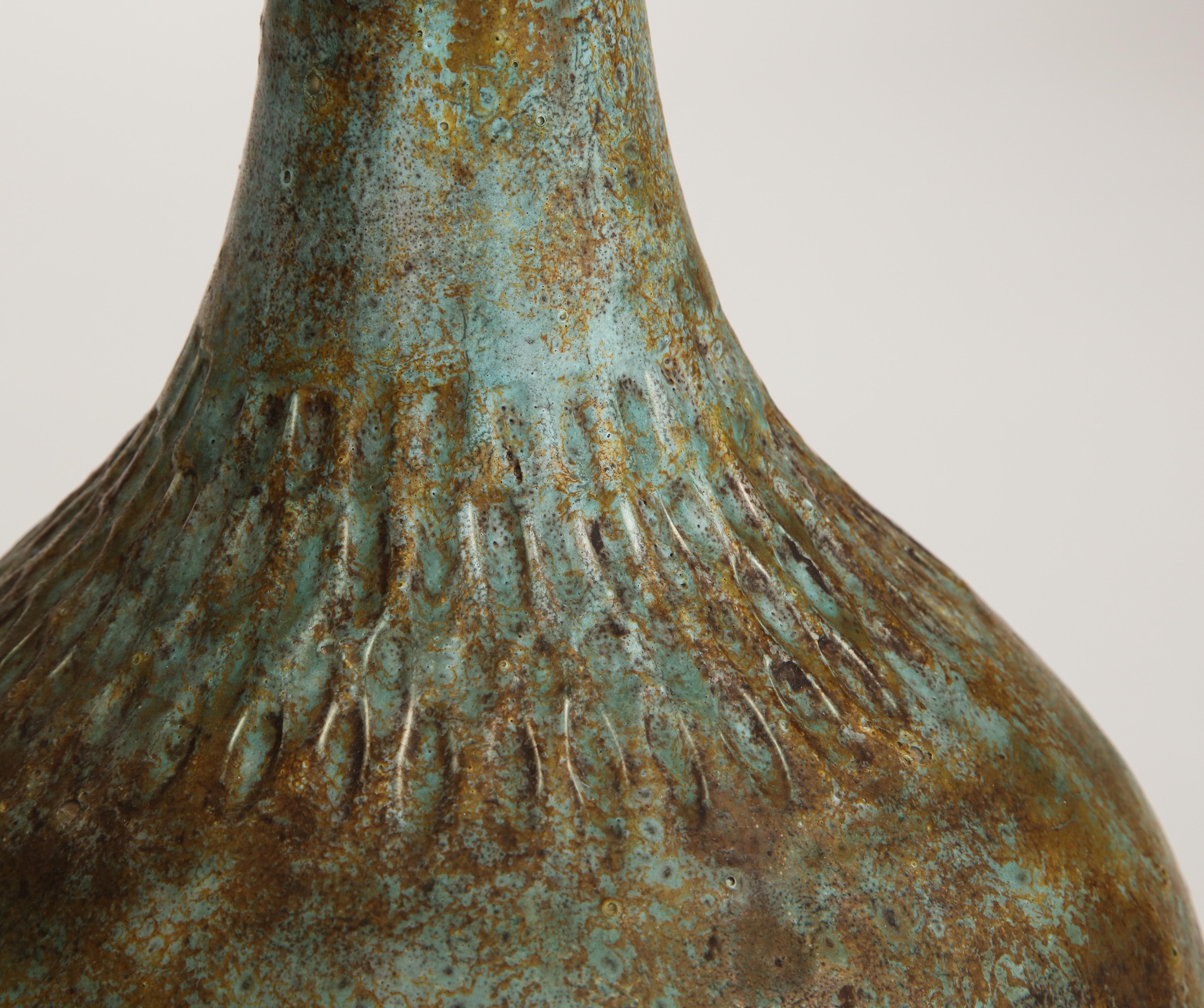 Mid-century Verdigris Ceramic Table Lamp 3