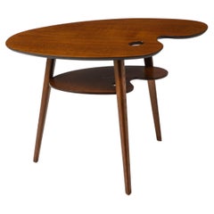 ''Palette" Two Tiered Oak Side Table, France 1950's