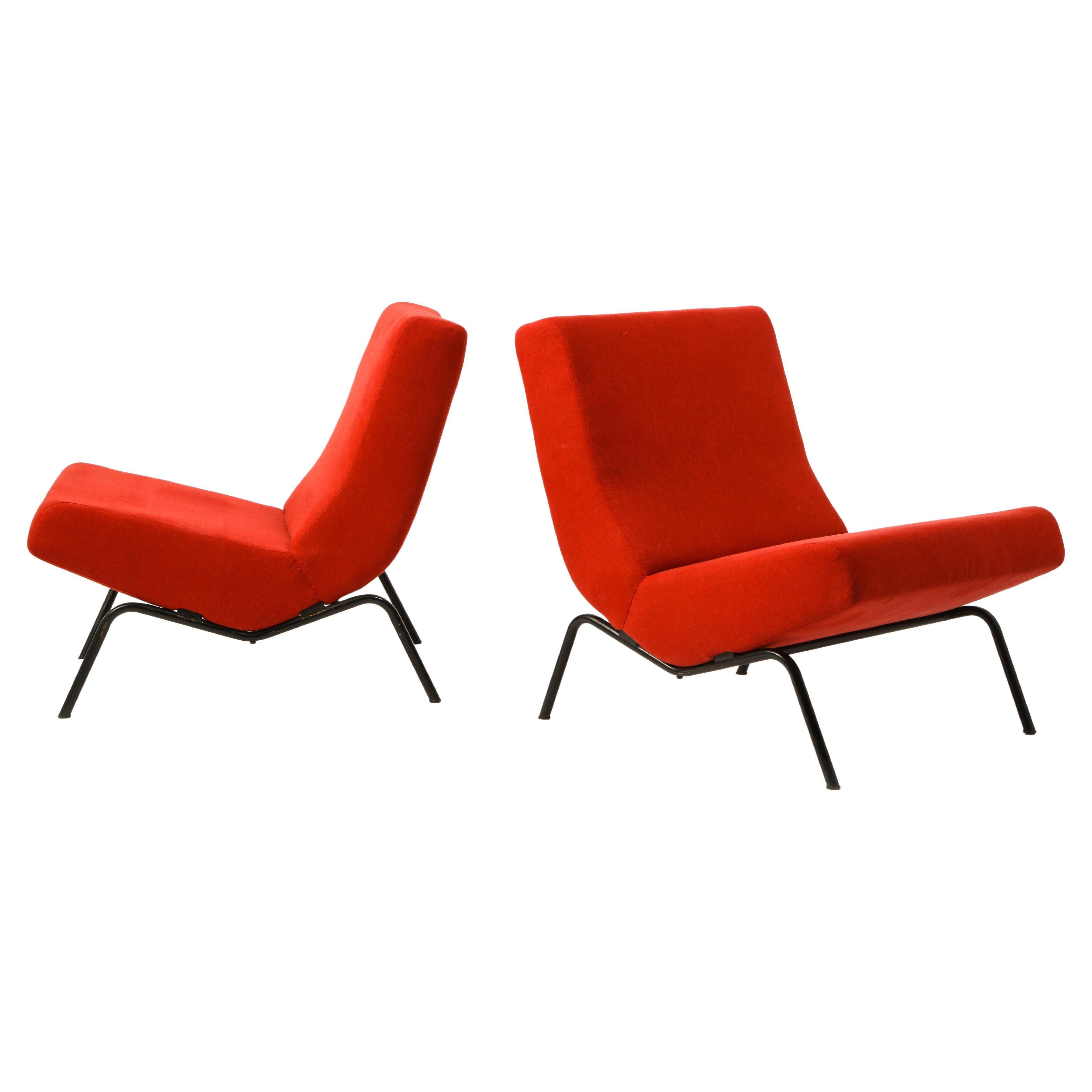 Pierre Paulin Pair of Red CM 195 Chairs, Netherlands 1960's
