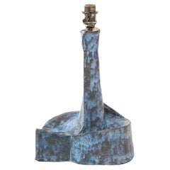 Sculptural Blue Mid-Century French Ceramic Table Lamp, France 1950's