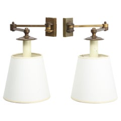Pair of Brass Swing Arm Sconces, France 1960's